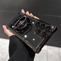 Luxury Airbags Plating Magnetic Transparent ShockproofCase for Samsung Galaxy S25 S24 Ultra S23 Fe S22 Plus A54 A34 A15 A25 A...