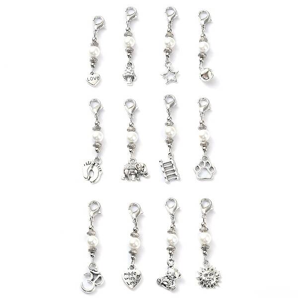 12Pcs 12 Style Alloy Pendant Decorations