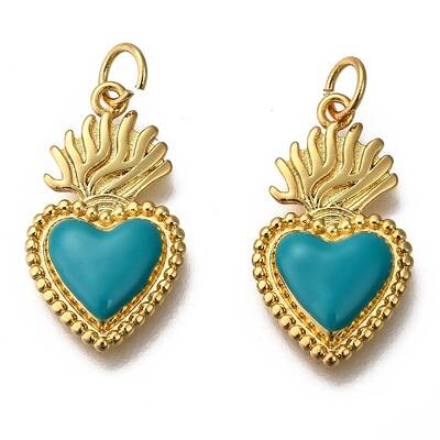 Golden Tone Brass Enamel Pendants
