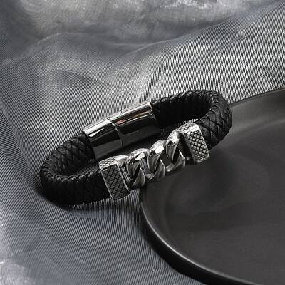 1Pc Braided Leather Cord Bracelets for Men