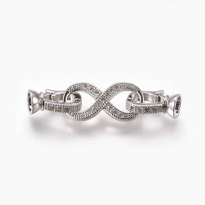 Brass Micro Pave Cubic Zirconia Fold Over Clasps