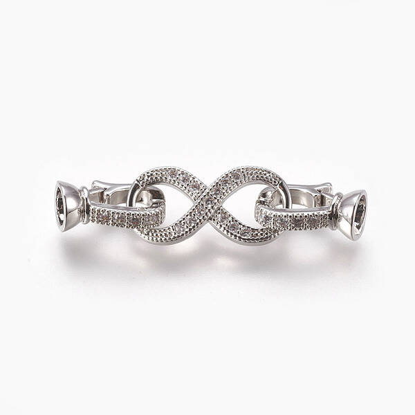Brass Micro Pave Cubic Zirconia Fold Over Clasps