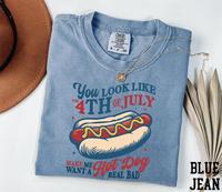 Comfort Colors You Look Like the 4th of July T Shirt, Funny 4th of July Shirt, Makes Me Want A Hot Dog Real Bad Shirt, Indepe...