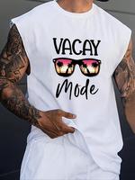 Men's Letter & Glasses Print Round Neck Tank Top, Regular Fit Casual Sleeveless Graphic Top for Summer, Men's Top for Daily W...