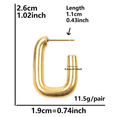 Irregular C Shape Stainless Steel Stud Earrings for Women