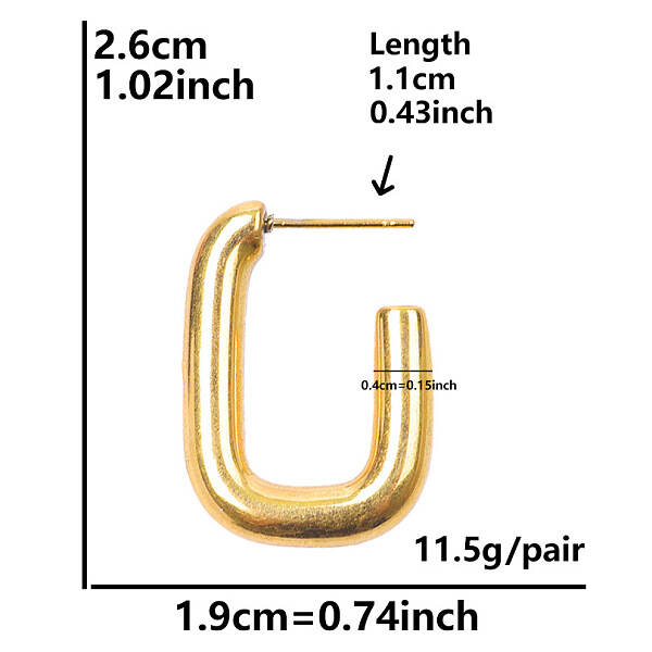 Irregular C Shape Stainless Steel Stud Earrings for Women