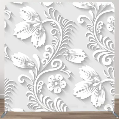 Aperturee White Flower Winding Relief Style Party Backdrop - Aperturee