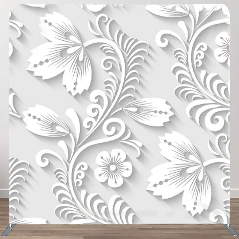 Aperturee White Flower Winding Relief Style Party Backdrop - Aperturee