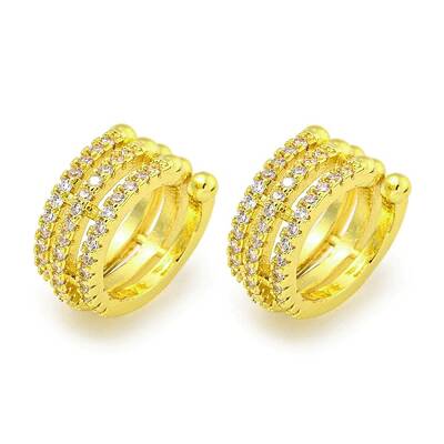 Brass Micro Pave Cubic Zirconia Cuff Earrings