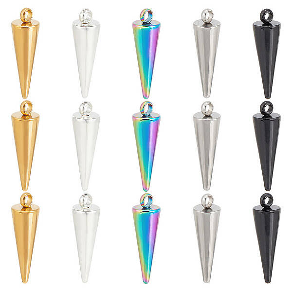 25Pcs 5 Colors 304 Stainless Steel Pendants