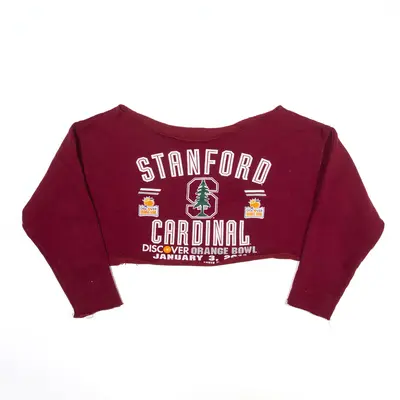Stanford Cardinal Orange Bowl Cropped Reworked Sweatshirt Maroon USA Womens M