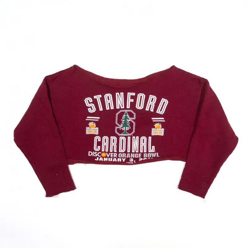 Stanford Cardinal Orange Bowl Cropped Reworked Sweatshirt Maroon USA Womens M