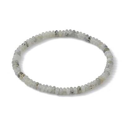 Natural White Labradorite Rondelle Beaded Stretch Bracelets