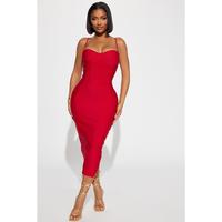 Becky Bandage Midi Dress - Red