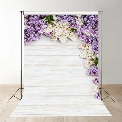 Simple White Wooden Floral Spring Photography Backdrop - Aperturee