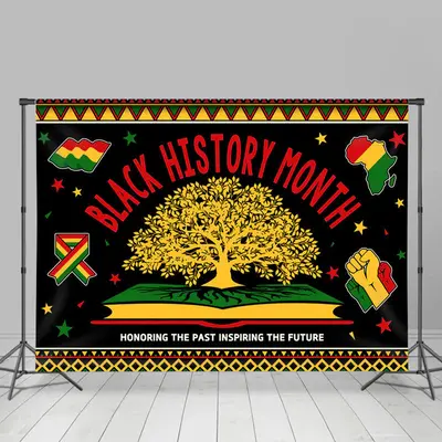 Red Yellow Green Tree Black History Month Backdrop - Aperturee