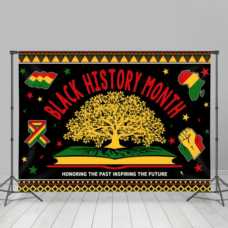 Red Yellow Green Tree Black History Month Backdrop - Aperturee