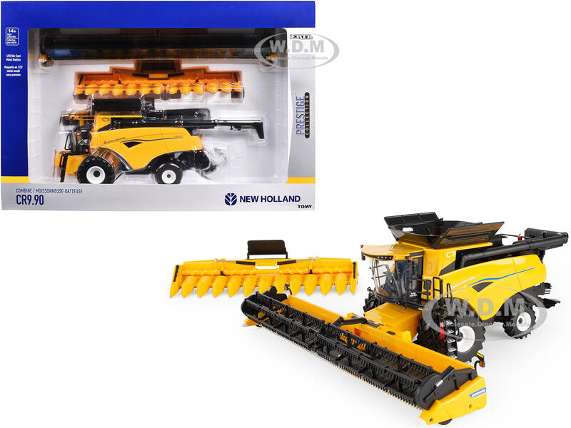 New Holland CR9.90 Combine Yellow with Corn Head and Draper Head \