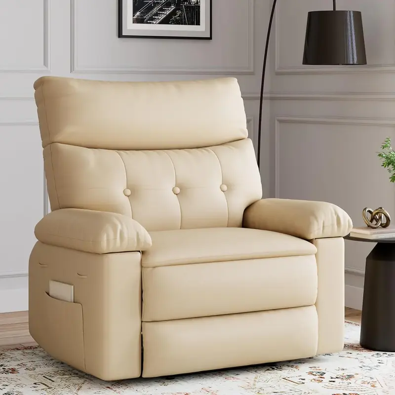 Garvee Oversized Wide Massage Recliner Chair, PU Leather Large Manual Recliner for Adults, Ultimate Comfort Lazy Boy with 1.5...
