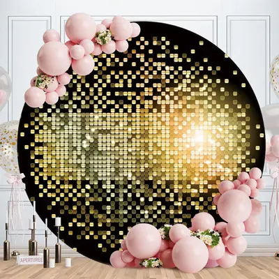 Aperturee Bright Golden Bokeh Round Birthday Party Backdrops | Personalized Grad Banner | Custom Grad Backdrop | Personalized...