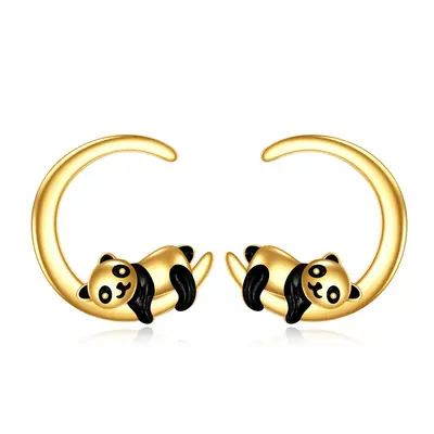14K Gold Panda Stud Earrings