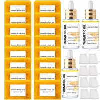 Turmeric Skincare Set, Lemon Turmeric Kojic Acid Soap & Turmeric Essential Oil & Soap Bag for Face & Body, Daily Natural Pure...