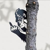 Peek a Boo Flipping Off Metal Sign – Peeping Animal Wall Art Ornament Bigfoot Peeping Around Signs,Finger Peeping Around Si...
