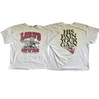 Vintage 1990s LORDS GYM His Pain Your Gain White Cotton T-SHIRT,  Hipster Swag God Lord Jesus Christian Anvil Menswear Soft