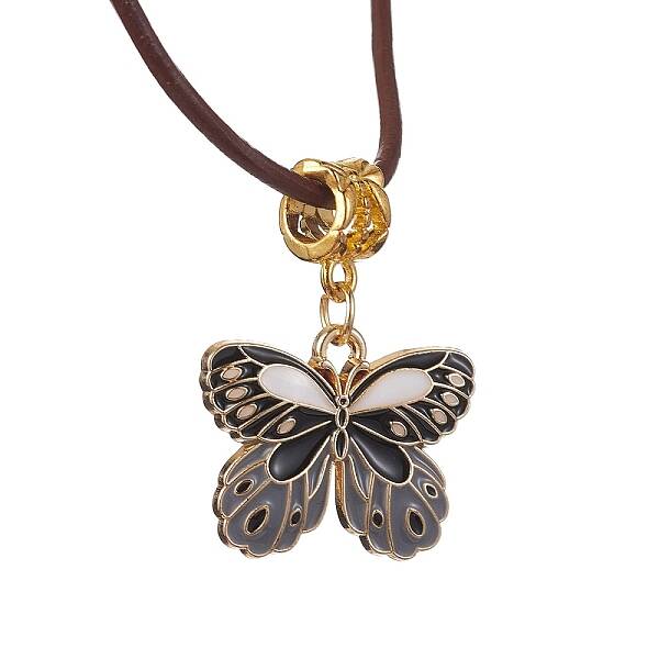 Alloy Enamel Butterfly Pendant Necklaces