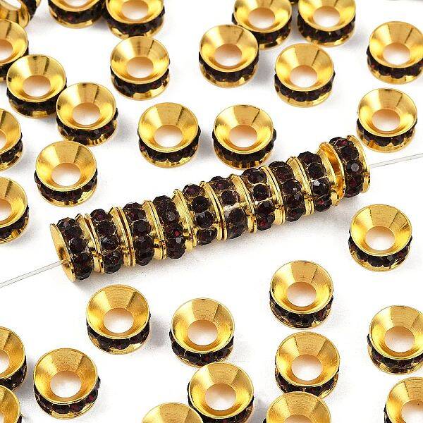 Brass Rhinestone Spacer Beads