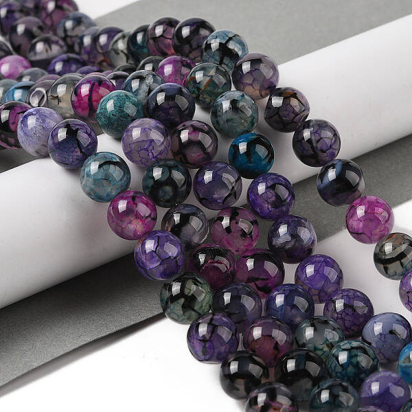 Natural Dragon Veins Agate Bead Strands