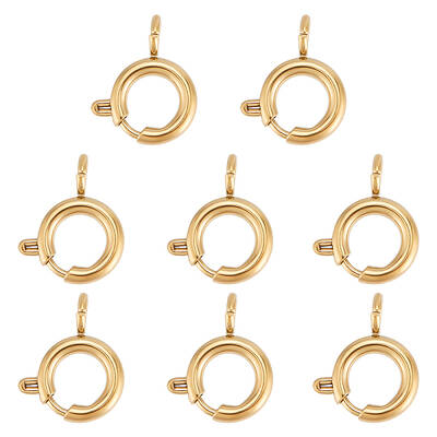 8Pcs Ion Plating(IP) 304 Stainless Steel Spring Ring Clasps