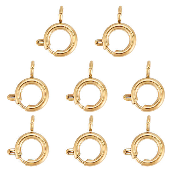 8Pcs Ion Plating(IP) 304 Stainless Steel Spring Ring Clasps