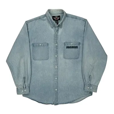Harley Davidson Denim Shirt - XL Blue Cotton