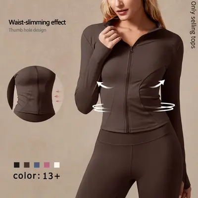 NcmRyu Womens Full Zip Long Sleeved Sports Jacket Slim Fit Quick Dry Stretch Fabric with Thumb Holes for Running Yoga Gym Wor...