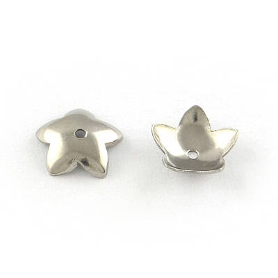 Tarnish Resistant 5-Petal Flower Smooth Surface 304 Stainless Steel Bead Caps