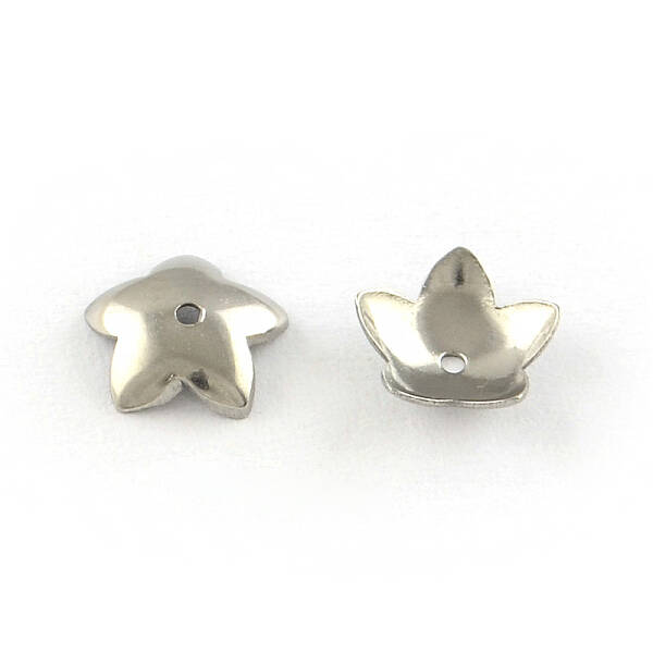 Tarnish Resistant 5-Petal Flower Smooth Surface 304 Stainless Steel Bead Caps