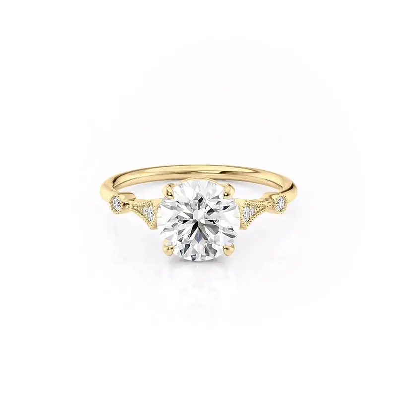 Sterling Silver with Yellow Gold Plated Moissanite Wedding Ring