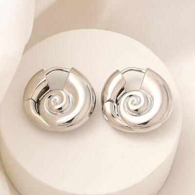 Rack Plating Spiral Shell Brass Hoop Earrings