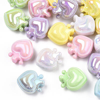 UV Plating Opaque Rainbow Iridescent Acrylic Beads