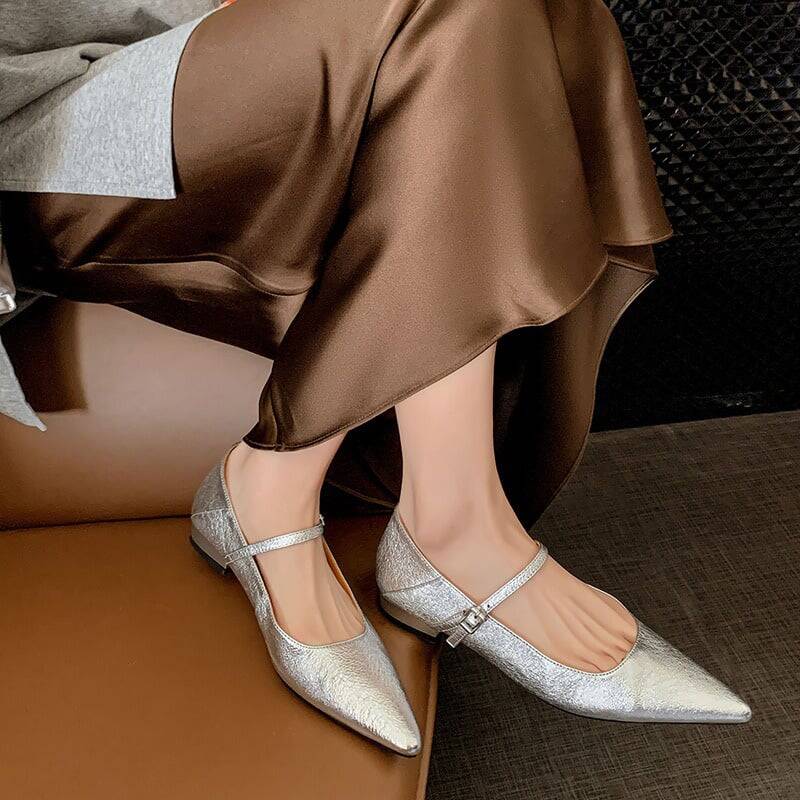 CHIKO Maren Pointy Toe Block Heels Mary Jane Flats