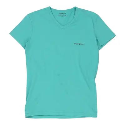 Emporio Armani V-neck T-Shirt - XL Blue Cotton Blend
