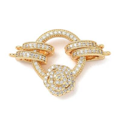 Brass Micro Pave Clear Cubic Zirconia Fold Over Clasps