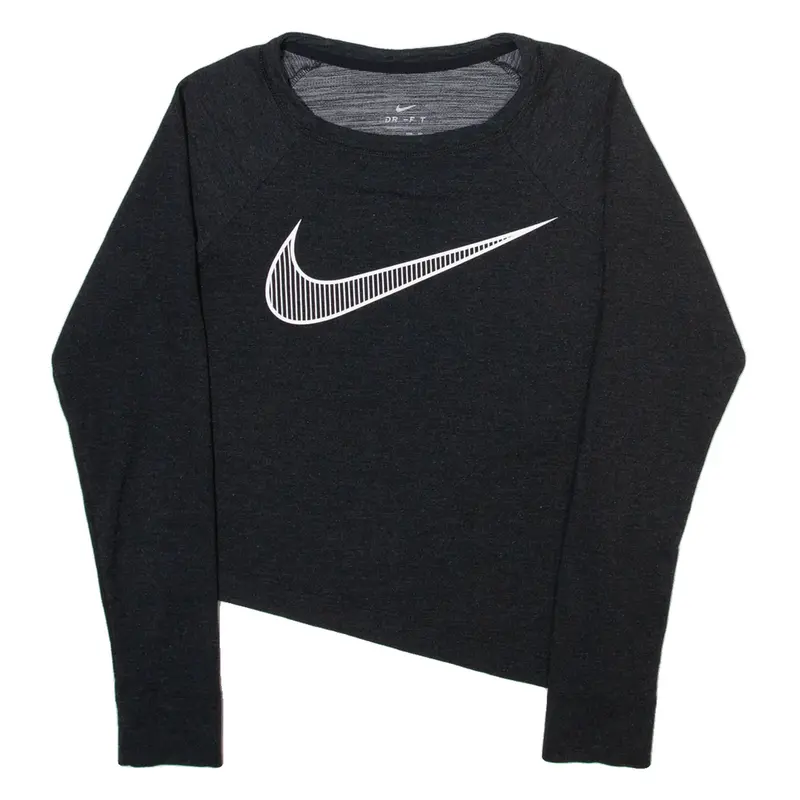 NIKE Womens T-Shirt Grey Long Sleeve XS