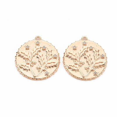 Brass Micro Pave Clear Cubic Zirconia Pendants