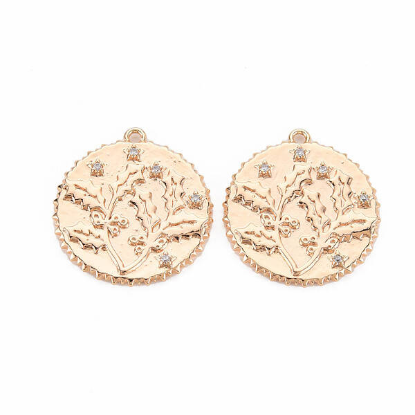 Brass Micro Pave Clear Cubic Zirconia Pendants