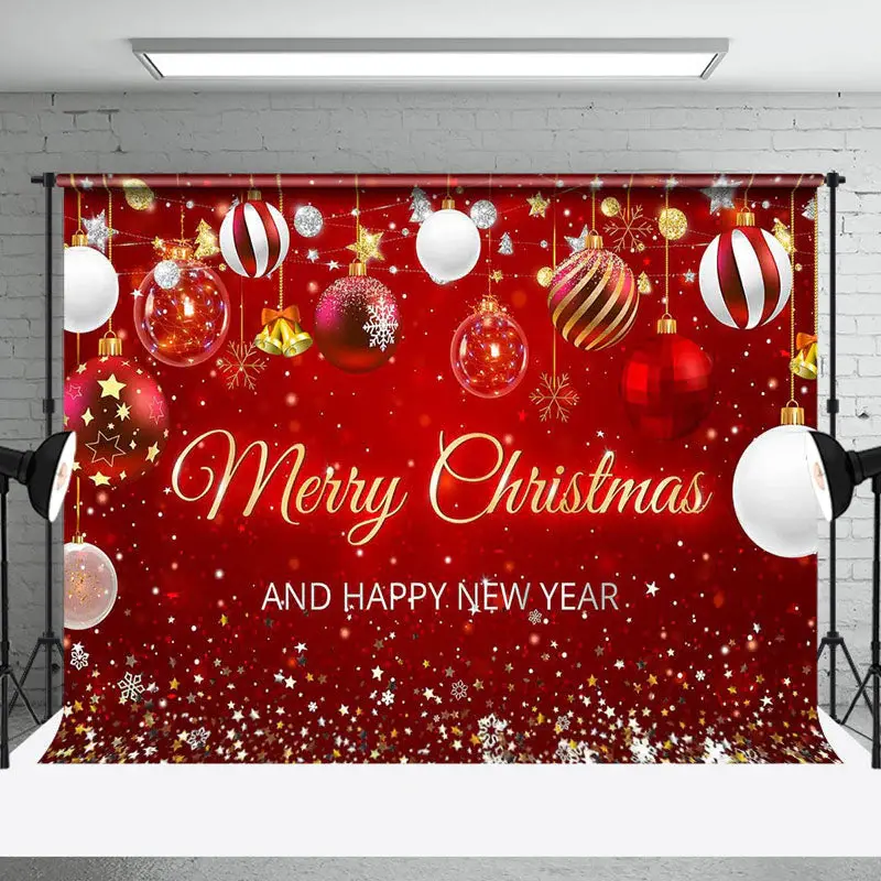 Aperturee Red Bells Merry Christmas Happy New Year Backdrop | Christmas Backgrounds Fireplace | Christmas Photoshoot Backgrou...