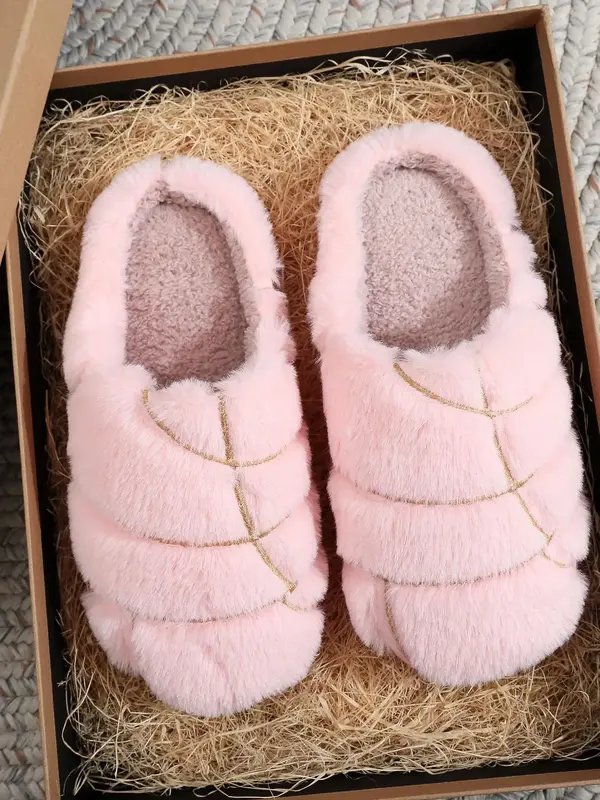 Women's Cute Fluffy Plush Slippers, Casual Soft Comfortable Home Slippers, Warm Slippers for Indoor & Outdoor Use for Fall & ...