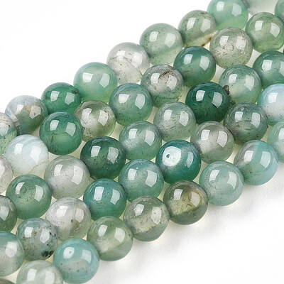 Dyed Natural Striped Agate/Banded Agate Round Bead Strands