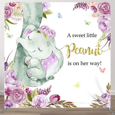 Aperturee Peanut Is On The Way Fabric Backdrop Cover for Baby Shower - Aperturee